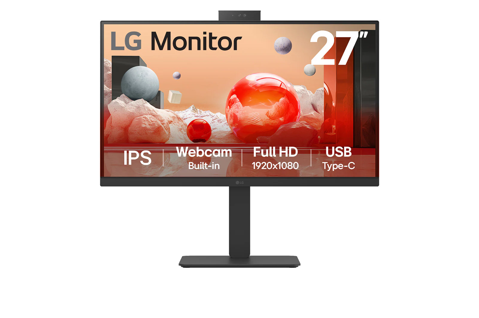 LG 27” Full HD IPS Monitor with Built-in FHD webcam and USB Type-C™ - 27BA850