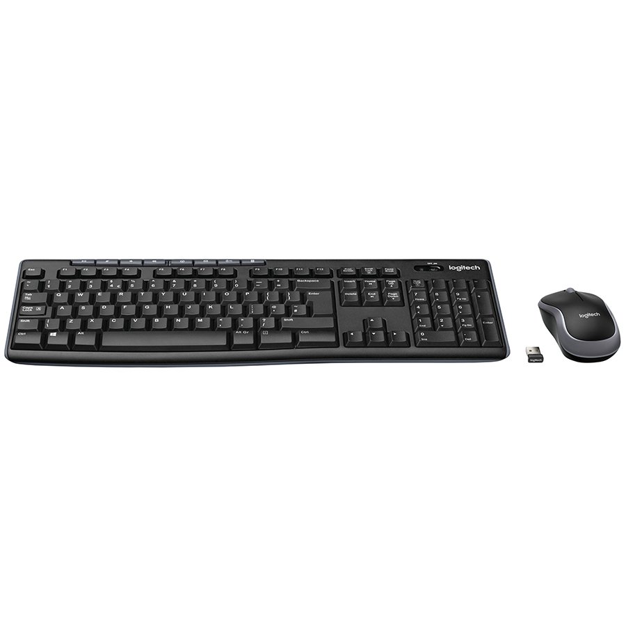 MK270 Wireless Combo Keyboard and Mouse, English Arabic Layout, Long Battery Life, 1000 DPI Resolution, Multimedia Keys, Compact Design Black