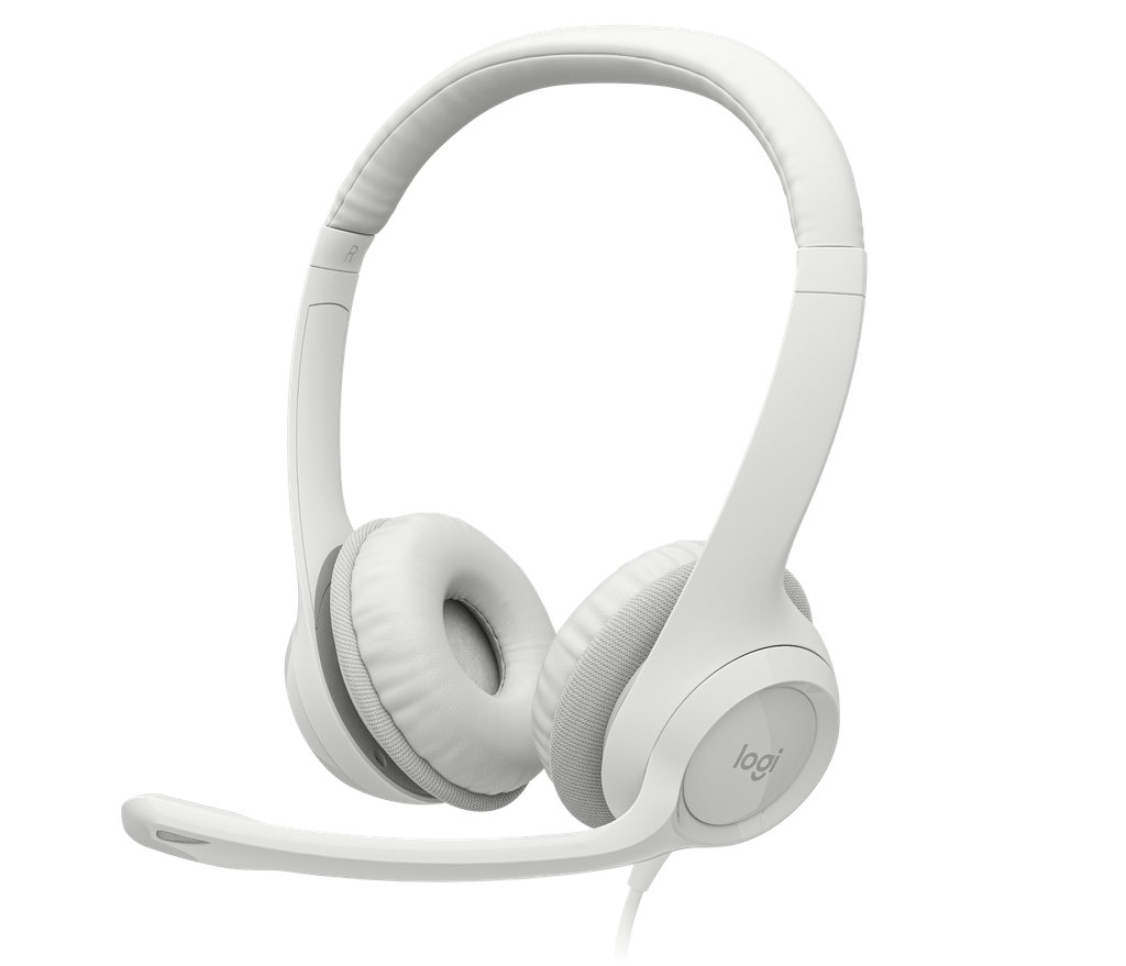 Logitech H390 Wired Headset for PC/Laptop Stereo Headphones with Noise Cancelling Microphone USB-a in-Line Controls Works with Chromebook - Off Wh