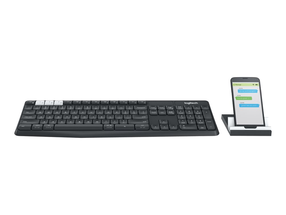 Logitech K375s Multi-Device Wireless Keyboard & Stand Combo in Graphite/Off-White