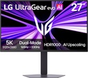 LG 27GM950B-B Ultragear evo 5K (5120x2880) IPS Mini LED Gaming Monitor, 165Hz, 1ms, NVIDIA G-Sync, FreeSync Premium, DisplayHDR1000, HDMI, DP, USB-C, Tilt/Height/Swivel Bracket