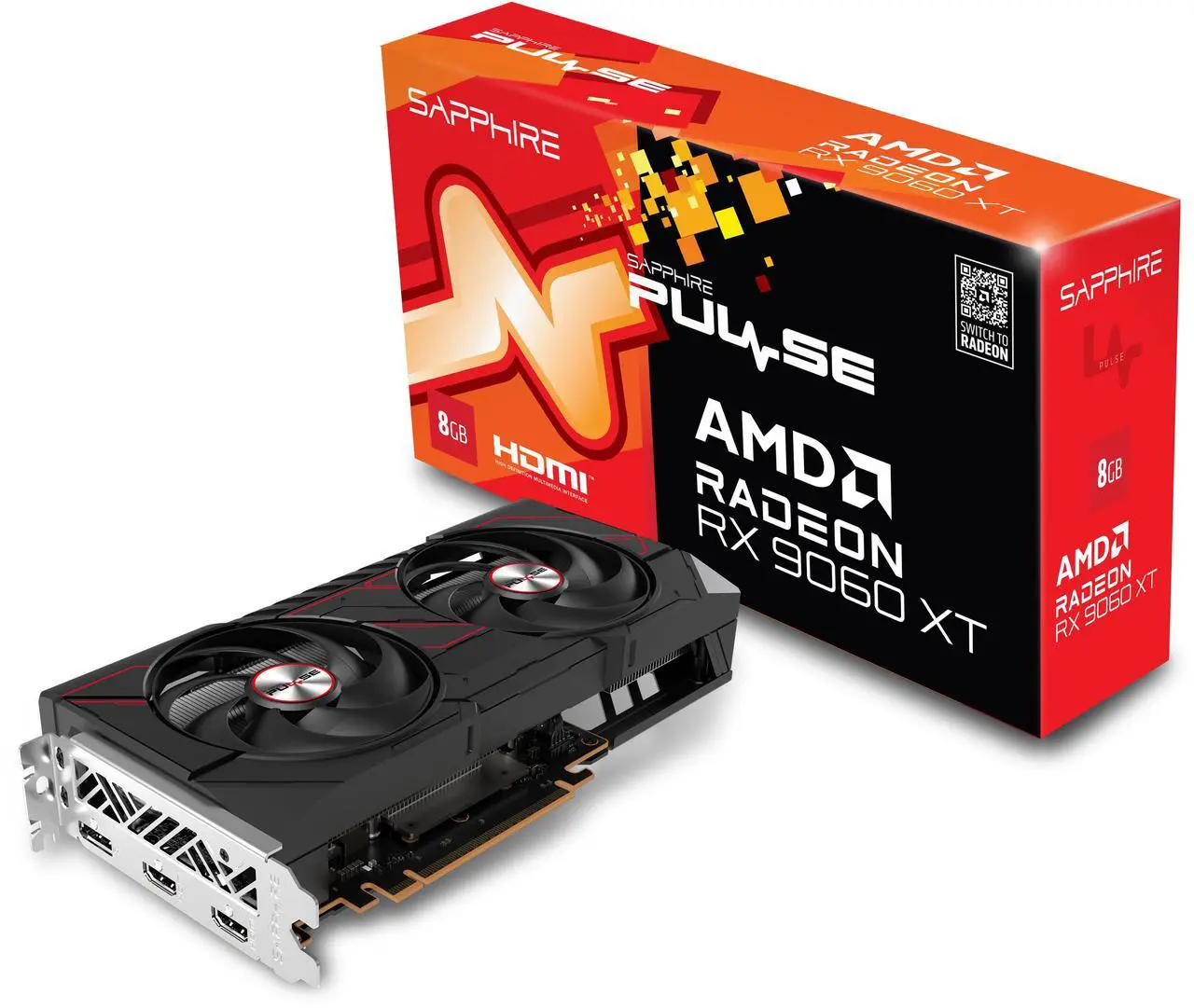 SAPPHIRE PULSE Radeon RX 9060 XT 8GB GDDR6 PCI Express 5.0 x16 ATX Graphics Card 11350-04-20G