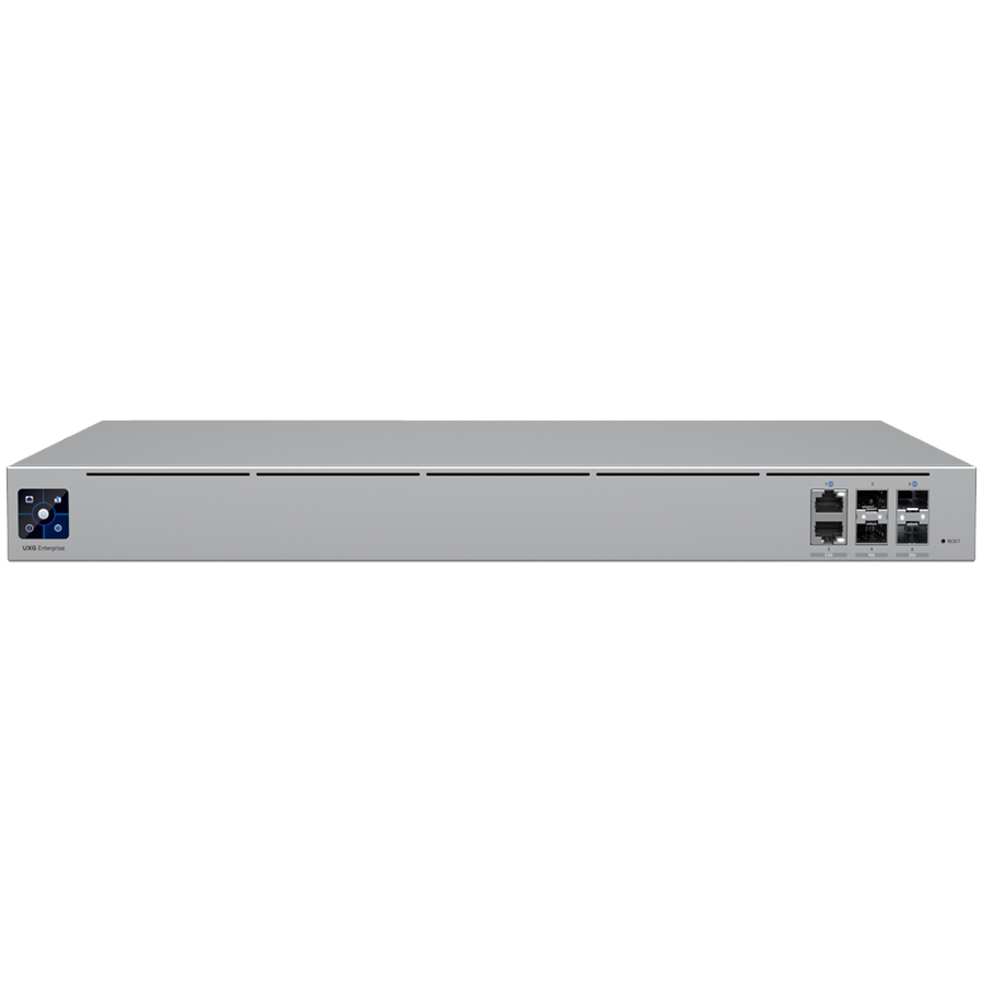 [UXG-ENTERPRISE-EU] UBIQUITI UniFi Gateway Enterprise, 2x 25G SFP28,2x 10G SFP+ and 2x 2.5 GbE RJ45 ports (two interfaces remappable to WAN), 2 included hot-swap PSUs for power redundancy, 12.5 Gbps routing with IDS/IPS, Shadow Mode High Availability, 1.3" touchscreen