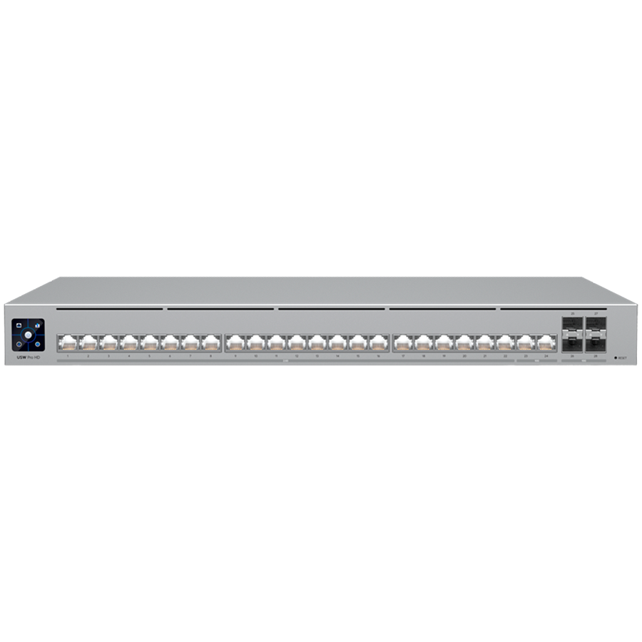 [USW-PRO-HD-24-EU] Ubiquiti Layer 3 Etherlighting switch USW-PRO-HD-24-EU, (22) 2.5 GbE, (2) 10 GbE ports, (4) 10G SFP+ ports. DC power backup ready