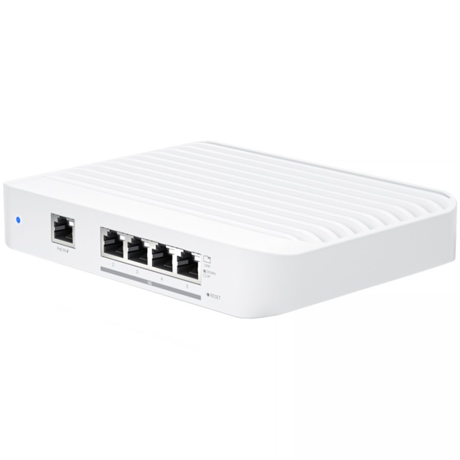 [USW-FLEX-XG] Layer 2 switch with (4) 10GbE RJ45 ports and (1) GbE, 802.3at PoE+ RJ45 input.The Switch Flex XG (USW Flex XG) is a fully managed, mult-gigabit, Layer 2 switch with (4) 10GbE RJ45 ports and (1) GbE PoE input. The USW Flex XG sports slim, compact ho