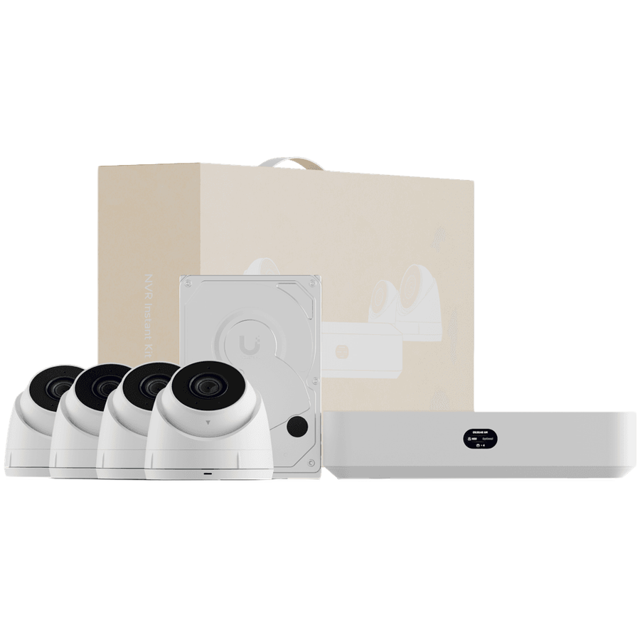 [UNVR-INSTANT-KIT-EU] Ubiquiti UniFi UNVR-Instant-KIT-EU Compact Protect NVR Kit, includes (1) UniFi Protect NVR Instant with (4) G5 Turret Ultra cameras and (1) 1TB HDD, delivering an all-in-one solution for fast and effortless setup