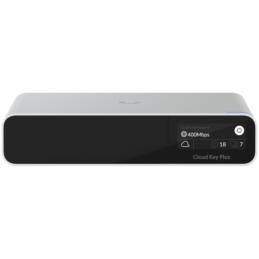 [UCK-G2-PLUS] UBIQUITI CloudKey+; Pre-installed 1TB HDD; Connect and power using PoE; Optional USB-C power with Quick Charge 2.0/3.0 compliant adapter only; Includes full UniFi application suite for device management; Bluetooth for instant setup.