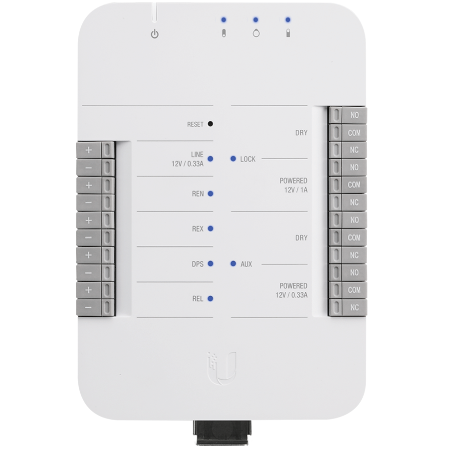 UniFi Access Hub is an intelligent IP network door controller, part of the UniFi Access solution.