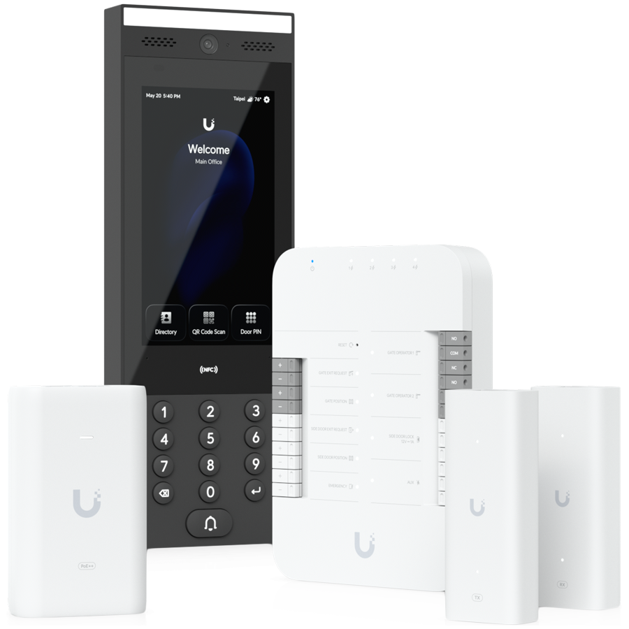 Ubiquiti UA-G3-SK-Gate Starter kit with a Gate Hub, G3 Intercom, PoE++ adapter, and PoE++ over twisted pair extender for access control at a single gate with Touch Pass support