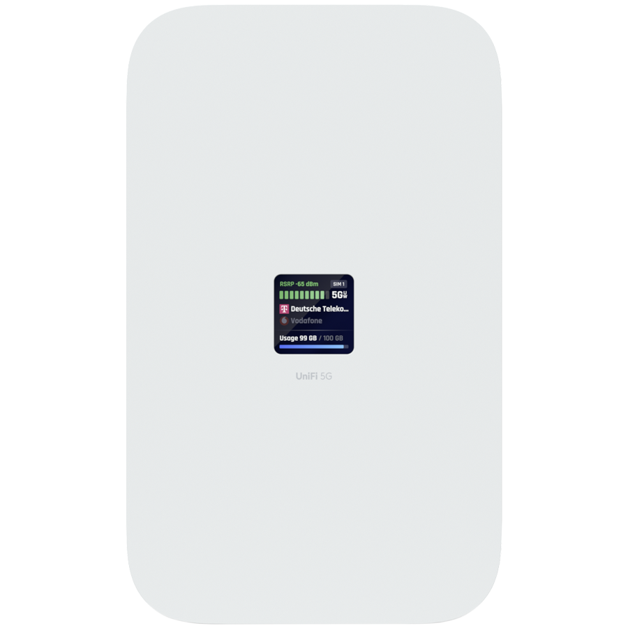 [U5G-MAX] Ubiquiti UniFi U5G-Max high-performance 5G (3.4 Gbps) modem for any Unifi deployment. Instantly adopt through any UniFi PoE port, it delivers automatic setup, dual SIM/eSIM, and seamless failover