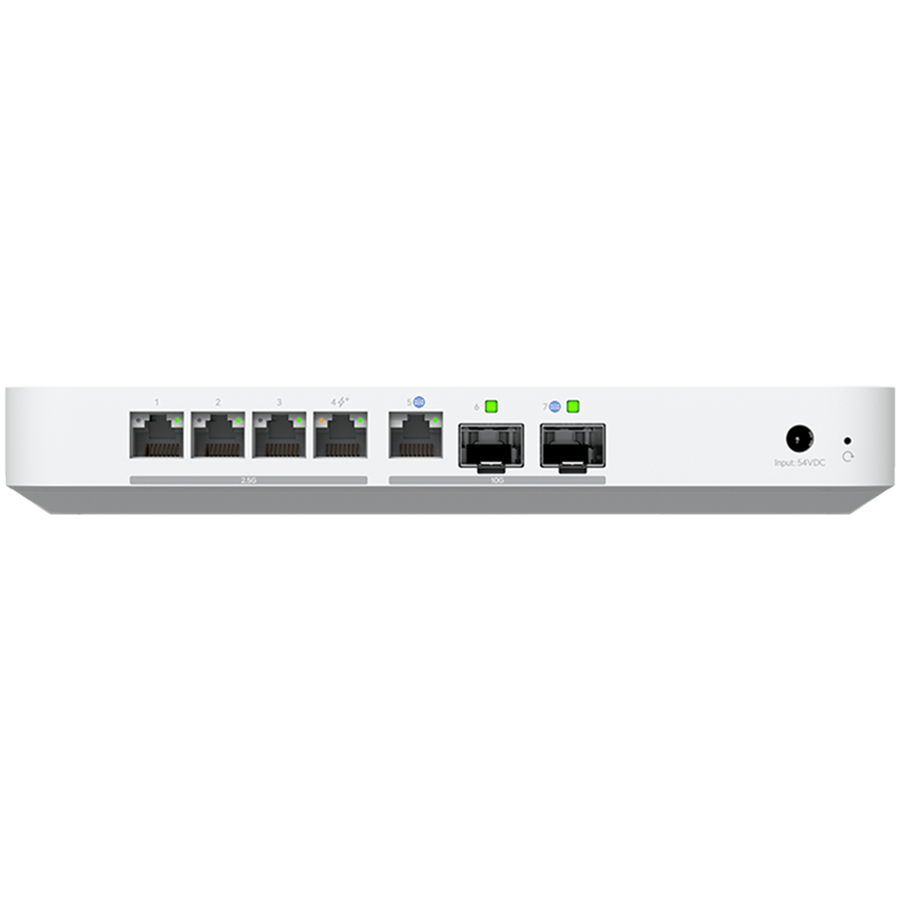 [UXG-FIBER-EU] Ubiquiti UXG-Fiber Desktop 10G independent gateway with integrated 4-port 2.5 GbE switch, 5 Gbps routing with IDS/IPS, 10G SFP+ and (1) 10 GbE RJ45 WAN port, 10G SFP+ LAN port