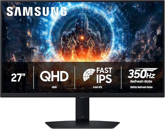 Samsung 27-inch QHD Gaming Monitor, 2560x1440 Resolution, IPS Display, LS27FG600EMXUE, 350Hz Refresh Rate, 1ms Response Time, HDR400