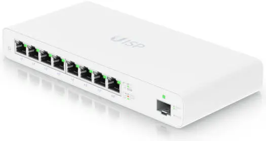 Ubiquiti UISP 8 Port Gigabit PoE Router, Up to 1 Gbps NAT Throughput, GbE RJ45 Ports with 27V Passive PoE Output / 1G SFP Port, Firewall and OSPF Routing, White UISP-R