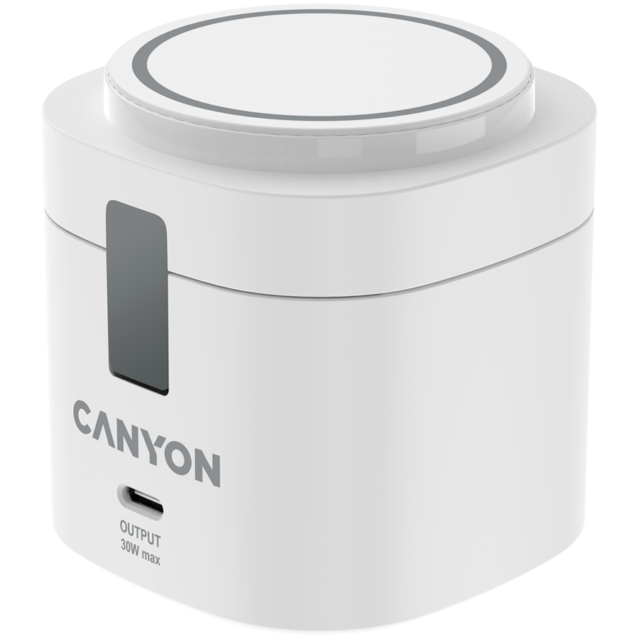 [CNS-WCS405WW/A] Canyon 4 in 1 Wireless Charging Stand, 30W max, Size: 70x70x70.3mm, weight: 414g, with 1M cable, white