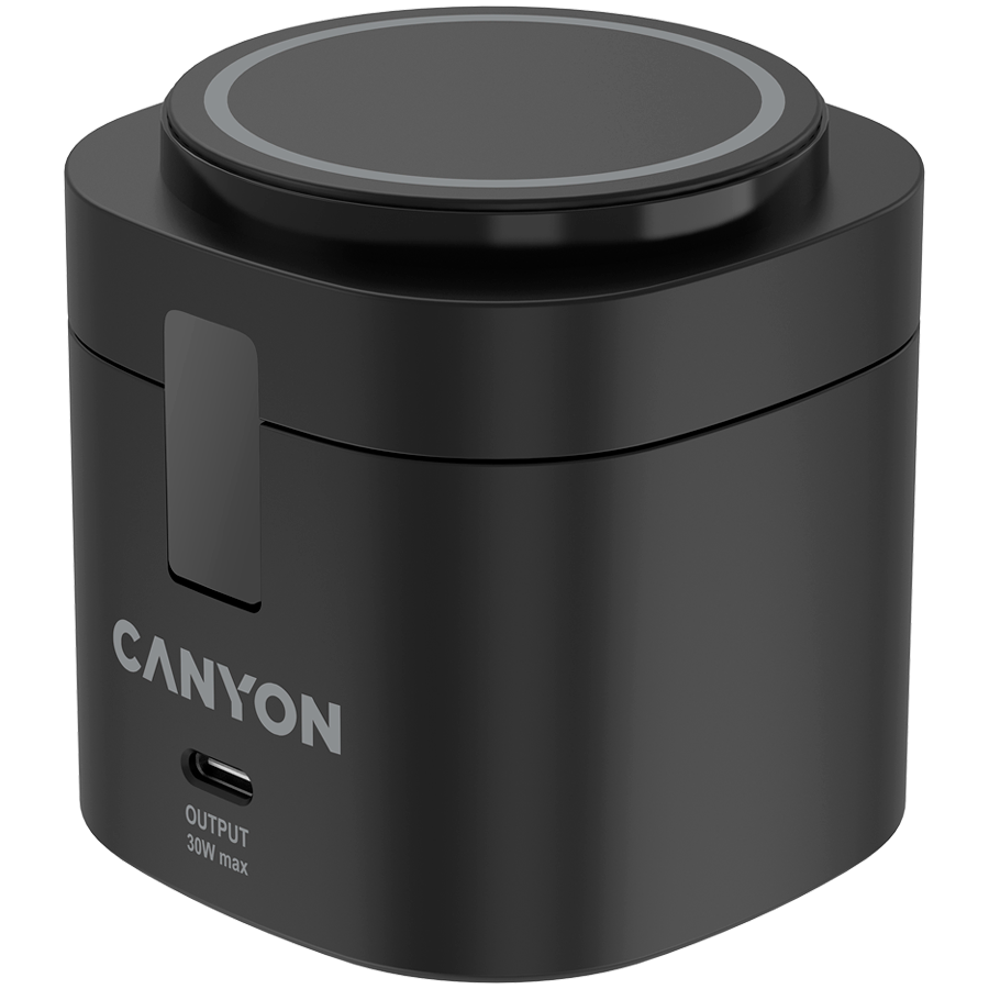 [CNS-WCS405BW/A] Canyon 4 in 1 Wireless Charging Stand, 30W max, Size: 70x70x70.3mm, weight: 414g, with 1M cable, black