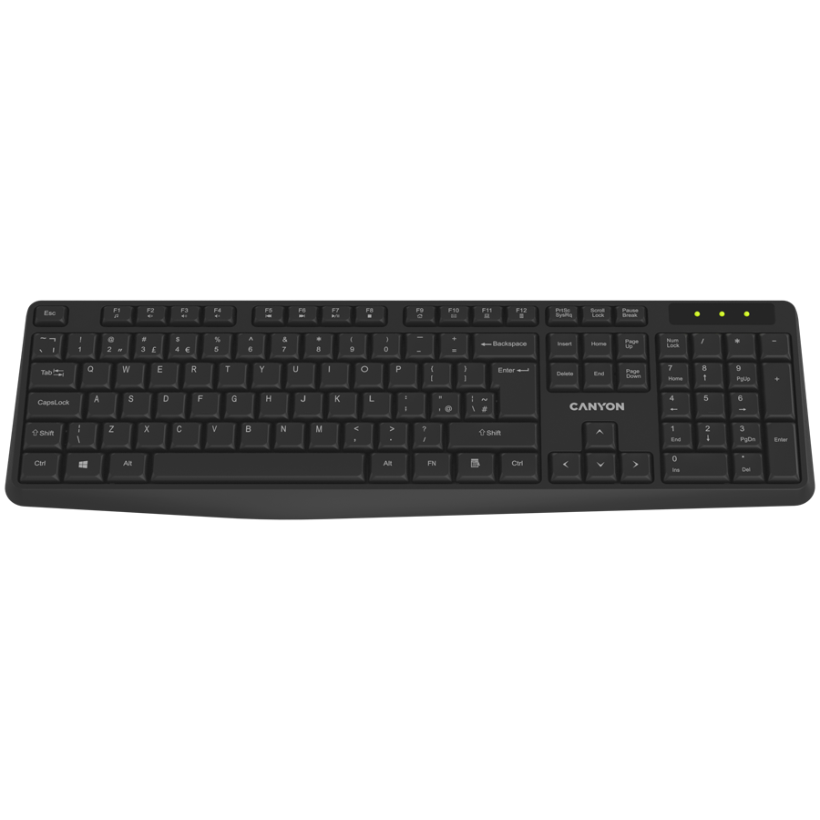 [CNE-CKEYW01-AR] CANYON keyboard KB-W01 Wireless Black EN/AR
