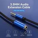 VENTION Cotton Braided TRRS 3.5mm Male to 3.5mm Female Audio Extension Cable 1M Blue Aluminum Alloy Type Model # BHCLF