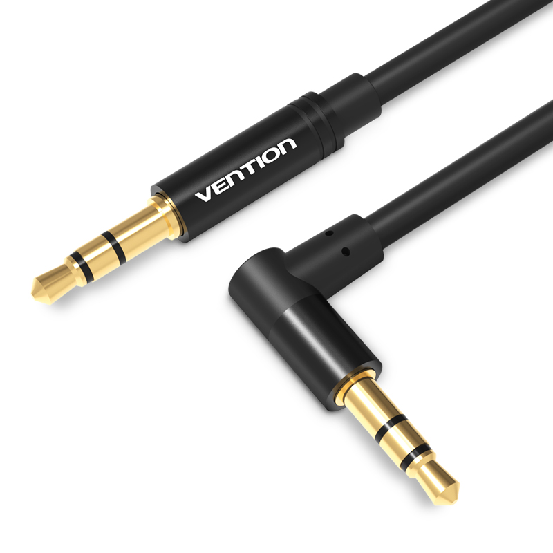VENTION 3.5mm Male to 90° Male Audio Cable 0.5M Black Metal Type Model # BAKBD-T