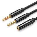 VENTION 2*3.5mm Male to 4 Pole 3.5mm Female Audio Cable 0.3M Black ABS Type Model # BBTBY