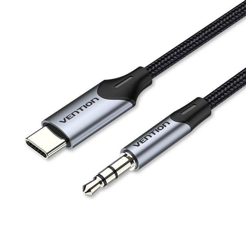 VENTION USB-C Male to 3.5MM Male Cable 1.5M Gray Aluminum Alloy Type Model # BGKHG