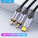VENTION Cotton Braided TRS 3.5mm Male to 6.5mm Male Audio Cable 2M Gray Aluminum Alloy Type Model # BAUHH