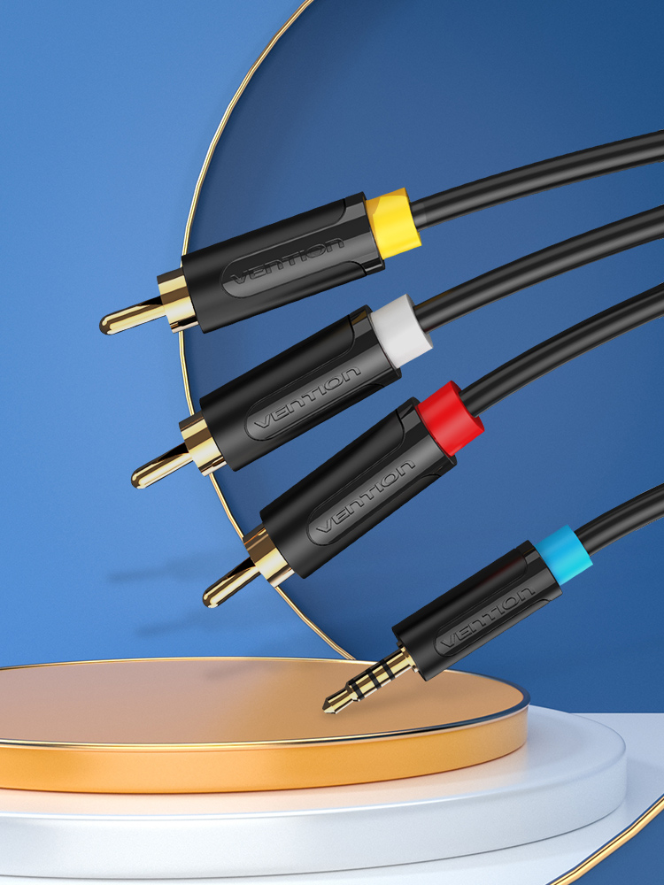 VENTION 2.5mm Male to 3RCA Male AV Cable 1.5M Black Model # BCCBG