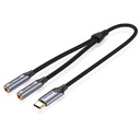VENTION USB-C Male to Dual 3.5MM Jack Earphone Adapter 0.3M Gray Aluminum Alloy Type Model # BGNHY