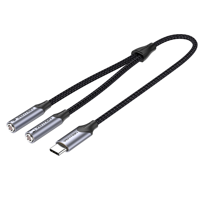 [BGPHY] VENTION USB-C Male to TRS Audio & Mic Jack  0.3M Gray Aluminum Alloy Type Model # BGPHY
