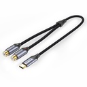 VENTION USB-C Male to 2-Female RCA Cable 1M Gray Aluminum Alloy Type Model # BGVHF