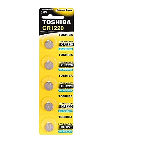 Toshiba CR1220 3V Lithium Coin Cell Battery Pack of 5 batteries