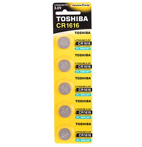 Toshiba CR1616 3V Lithium Coin Cell Battery Pack of 5 batteries
