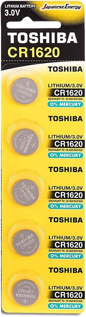 [CR1620-5] Toshiba CR1620 3V Lithium Coin Cell Battery Pack of 5 batteries