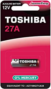 Toshiba 27A type Alkaline Battery 12 V (0% MERCURY) - Equivalent to A27 / MN27 / L828