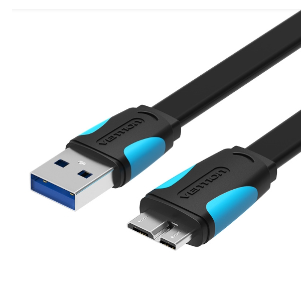[VAS-A12-B050] VENTION Flat USB3.0 A Male to Micro B Male Cable 0.5M Black Model # VAS-A12-B050