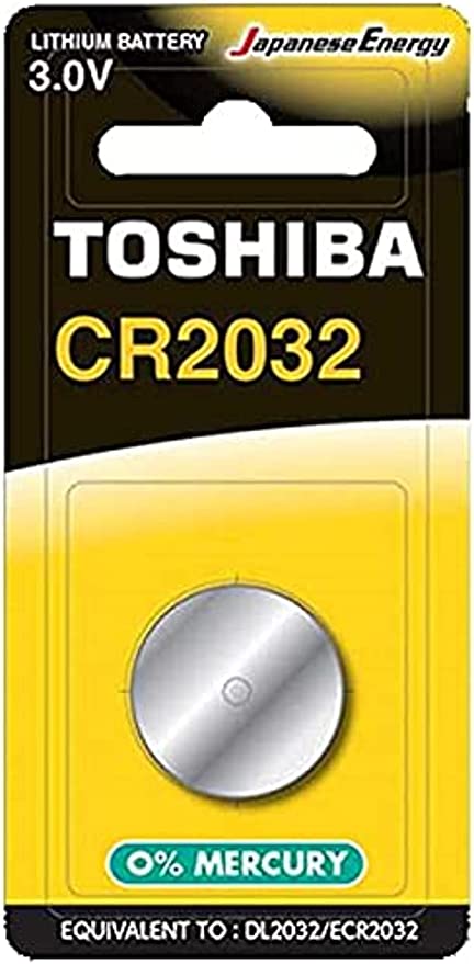 TOSHIBA CR2032 Lithium Coin Cell Battery 3.0V (0% Mercury) - Equivalent to: DL2032 / ECR2032