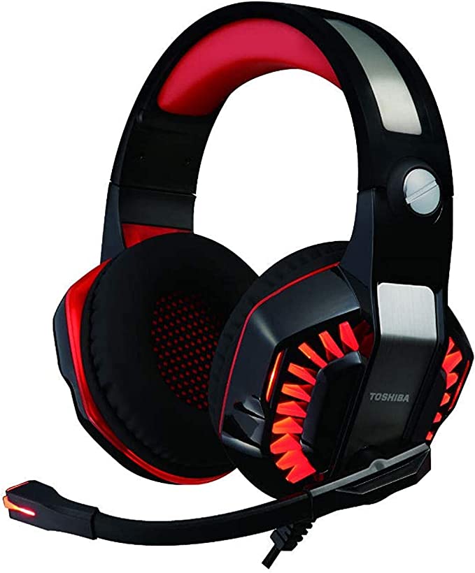 [G920HR] Toshiba RZE-G920HR LED Light, Gaming Headset, Wired, Rotating Microphone, Black/Red