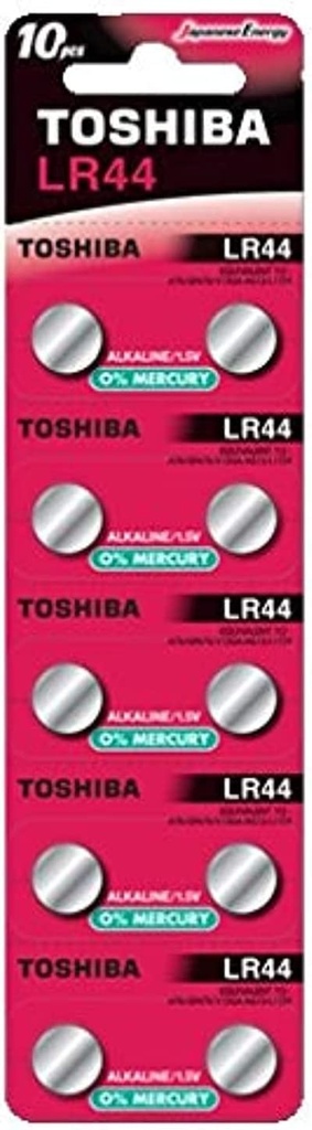 Toshiba LR44 AG13 1.5V Alkaline 10 batteries (0% Mercury) Expiry date May.2023