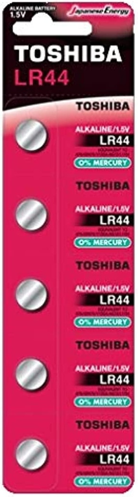 [LR44 PNC BP-5] Toshiba LR44 AG13 1.5V Alkaline 5 batteries (0% Mercury)