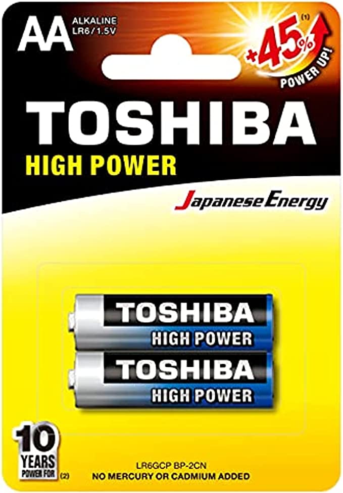 TOSHIBA High Power Alkaline AA - 2 Battery Pack