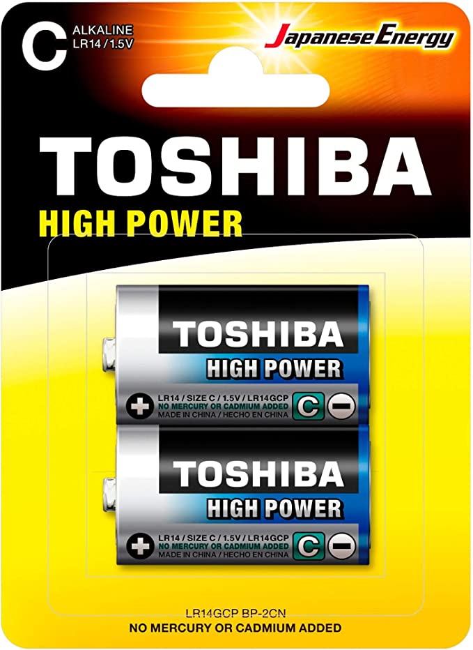 TOSHIBA Long-lasting Vibration resistance High Power Alkaline Size C