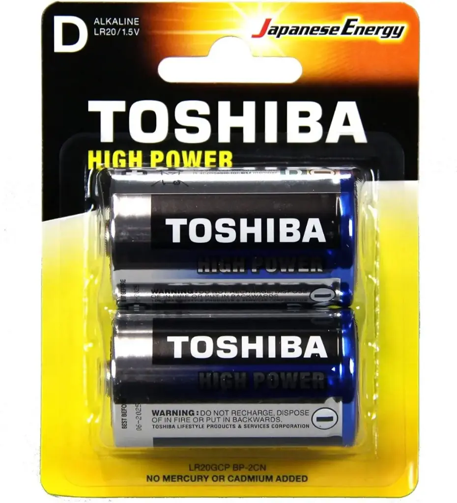 TOSHIBA Battery Pack Long-lasting Alkaline 2 Pcs (Size D)