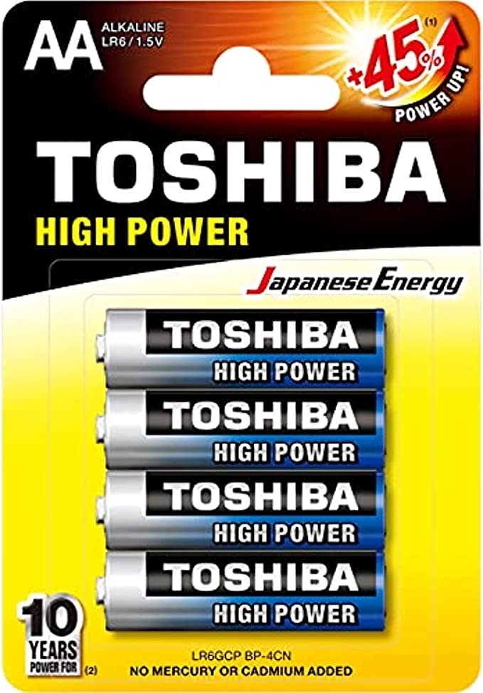 TOSHIBA High Power Alkaline AA - 4 Battery Pack