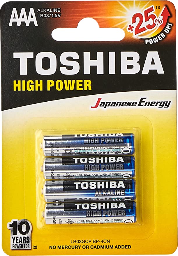 TOSHIBA High Power Alkaline AAA - 4 Battery Pack