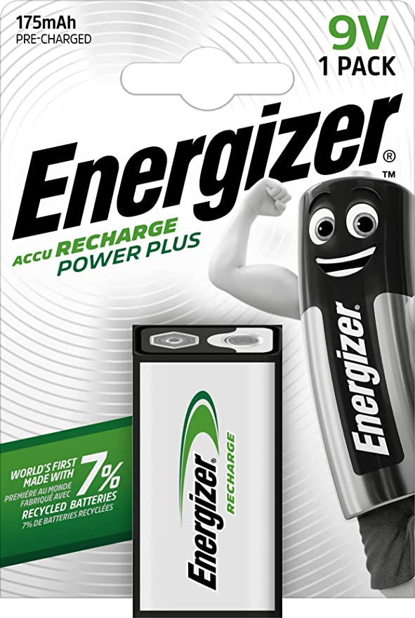 [EZ-R-9V#2] Energizer Rechargeable Batteries 9V, Recharge Power Plus, Pack of 1