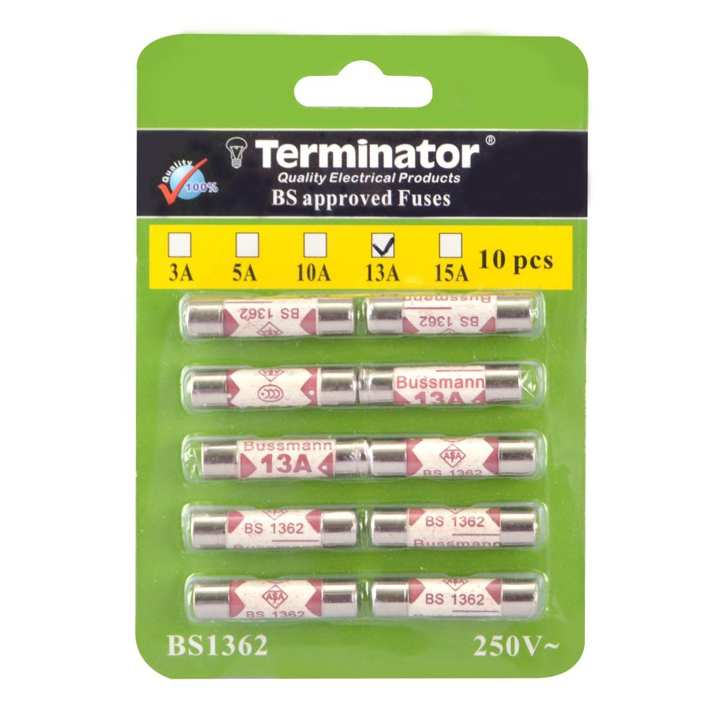 Porcelain Ceramic Fuse 13A 10Pcs - Terminator
