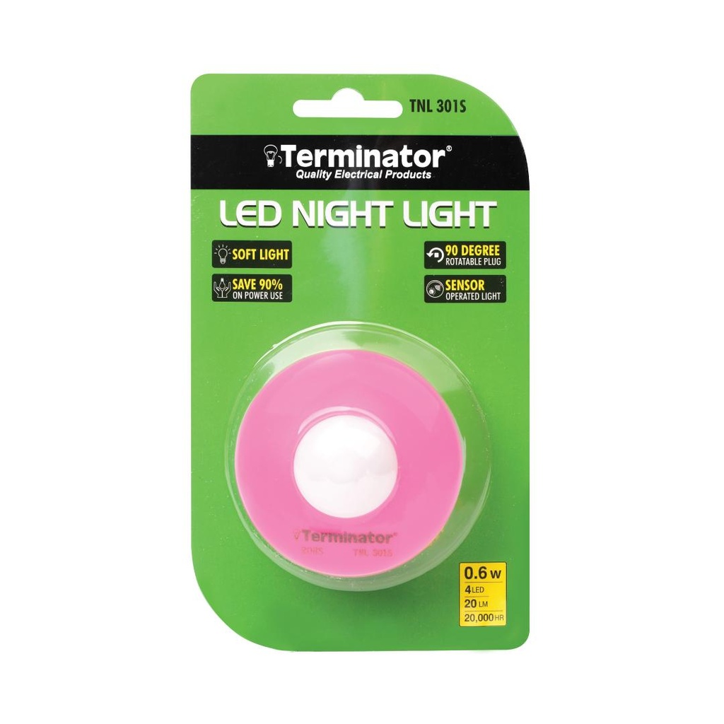 Terminator LED Night Light Sensor Operated 13A 110-220V Soft Light for Bedroom,Kitchen, Hallway, Stairs TNL301S (Rose)
