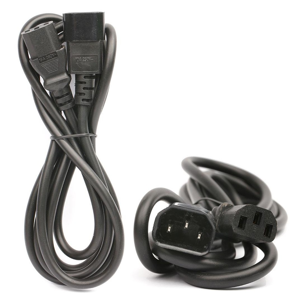 IEC Male to IEC Female Power extension Cord Cable 2 Meter 13A (IECC-320-C14 to IEC-320-C13) - Terminator