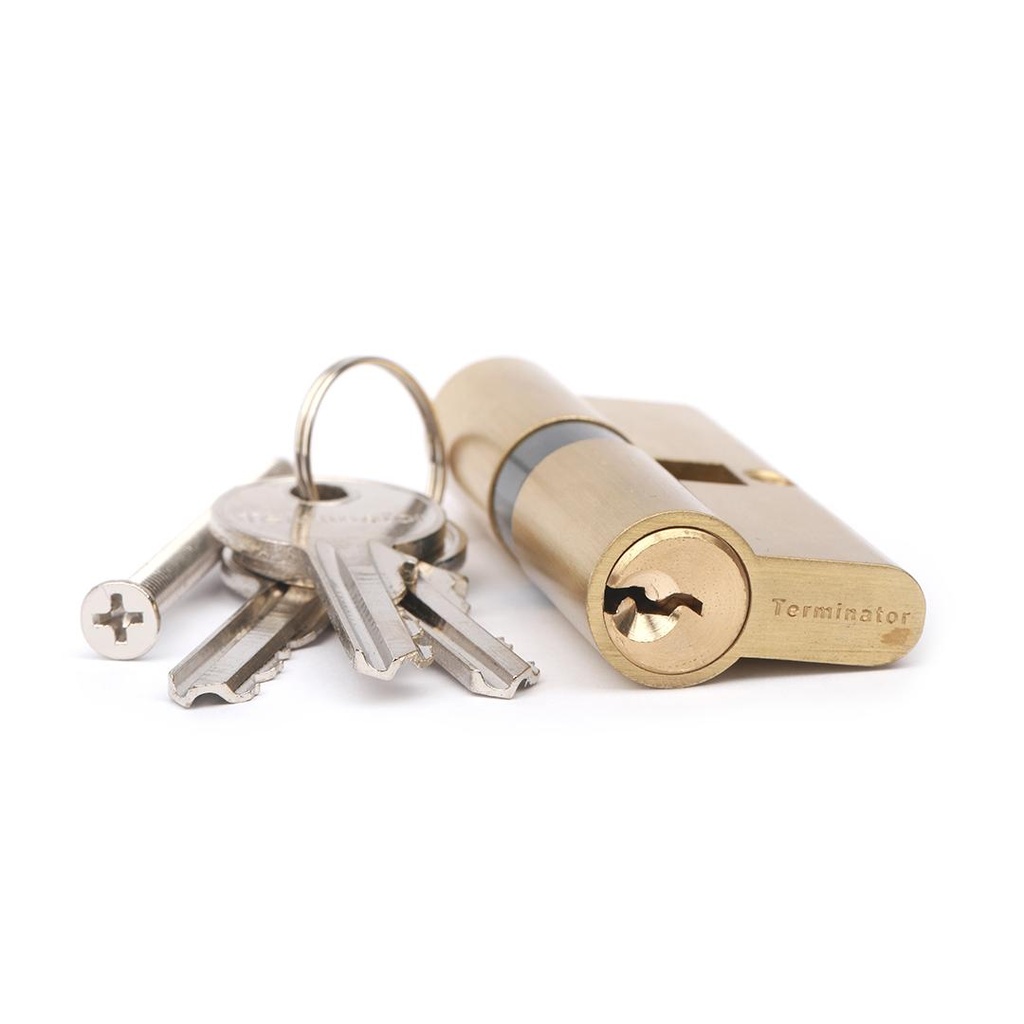 70mm (35/35mm) Terminator Brass Door Lock Cylinder with 3 Nickel Plated Steel Keys