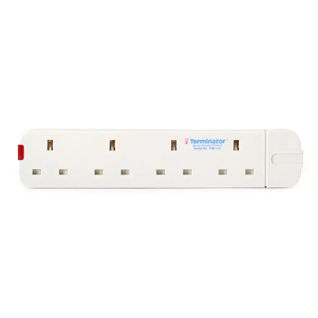 Terminator 4 Way UK Power Extension Cord TPB1119 Bar 4 Gang Without Cable