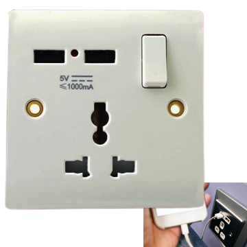 Terminator 1 Gang 13A Multi Function Switch Socket With 2 Usb 1 A/5V WP1G-2USB